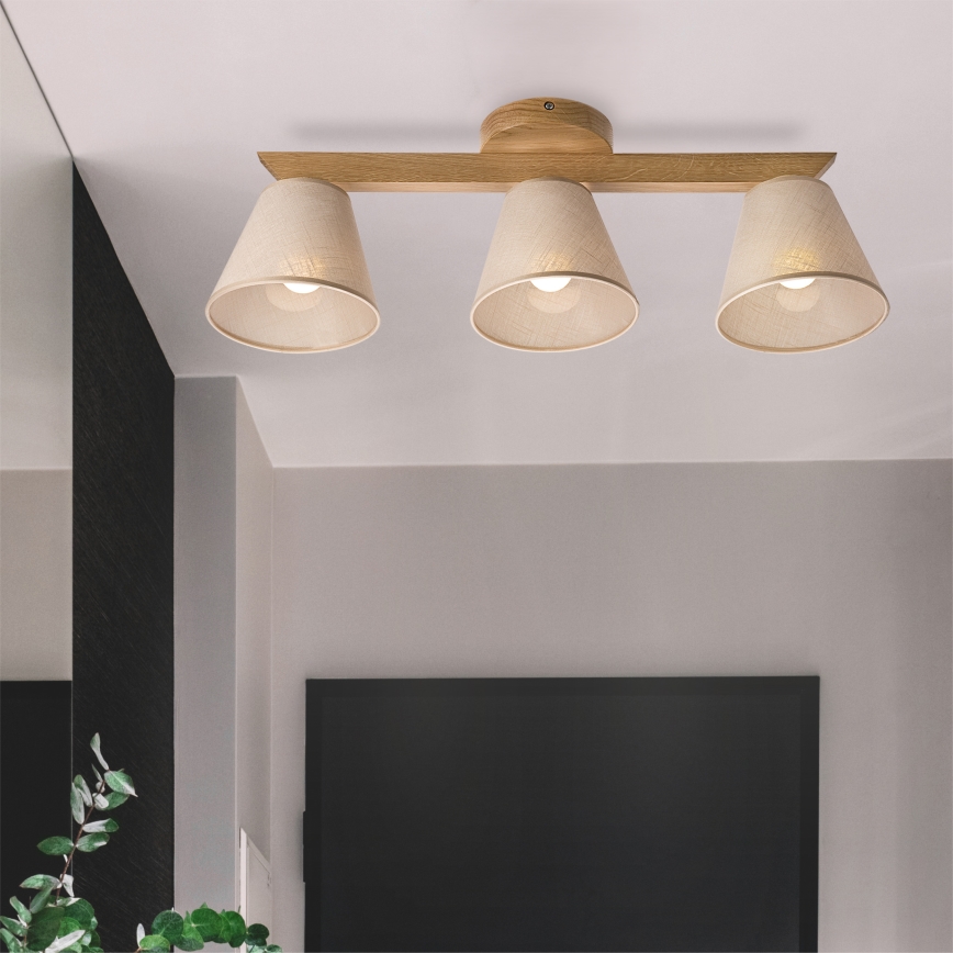 Brilagi - LED  Prisadený luster ANTHONY 3xE14/40W/230V dub/béžová