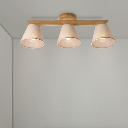 Brilagi - LED  Prisadený luster ANTHONY 3xE14/40W/230V dub/béžová