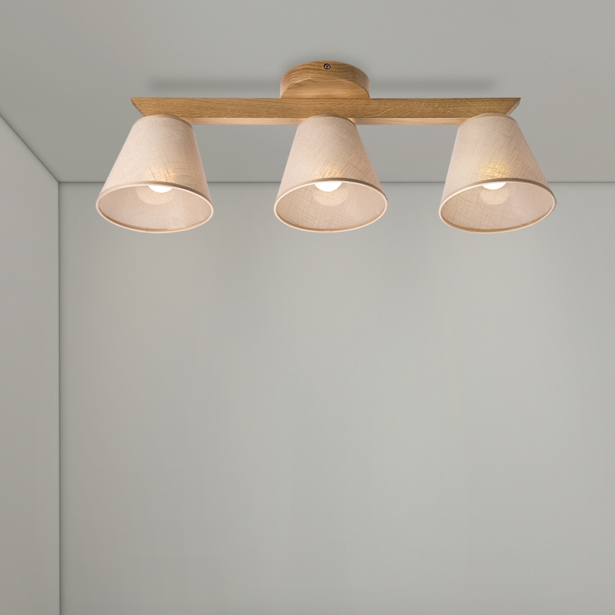 Brilagi - LED  Prisadený luster ANTHONY 3xE14/40W/230V dub/béžová
