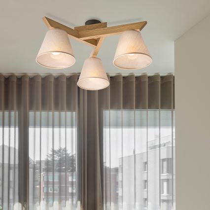Brilagi - LED  Prisadený luster ANTHONY 3xE14/40W/230V dub/béžová