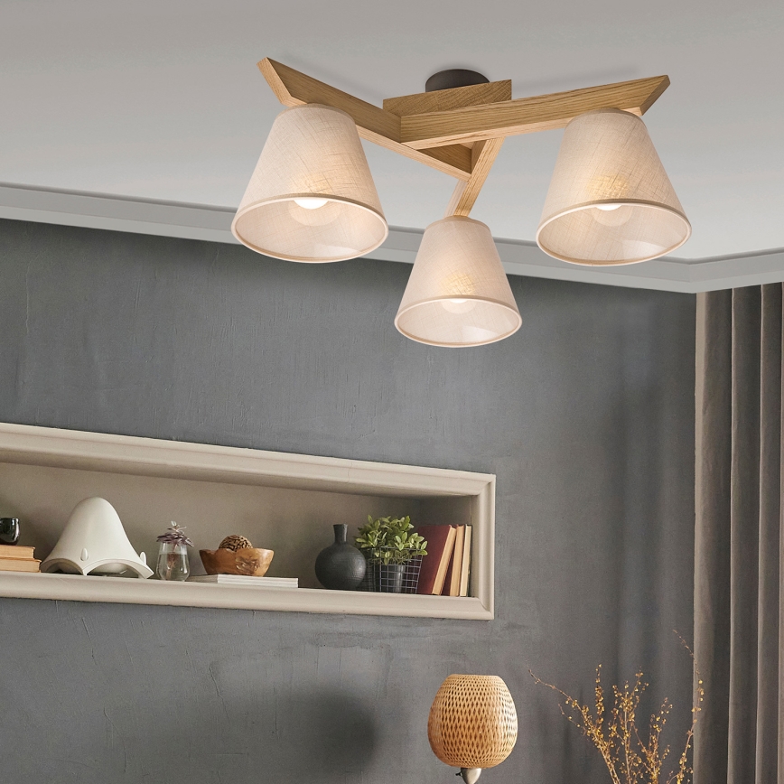 Brilagi - LED  Prisadený luster ANTHONY 3xE14/40W/230V dub/béžová