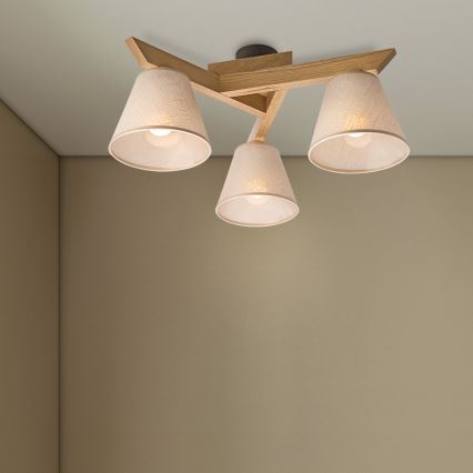 Brilagi - LED  Prisadený luster ANTHONY 3xE14/40W/230V dub/béžová