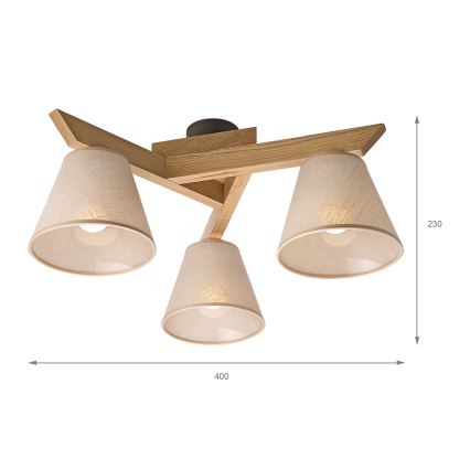 Brilagi - LED  Prisadený luster ANTHONY 3xE14/40W/230V dub/béžová
