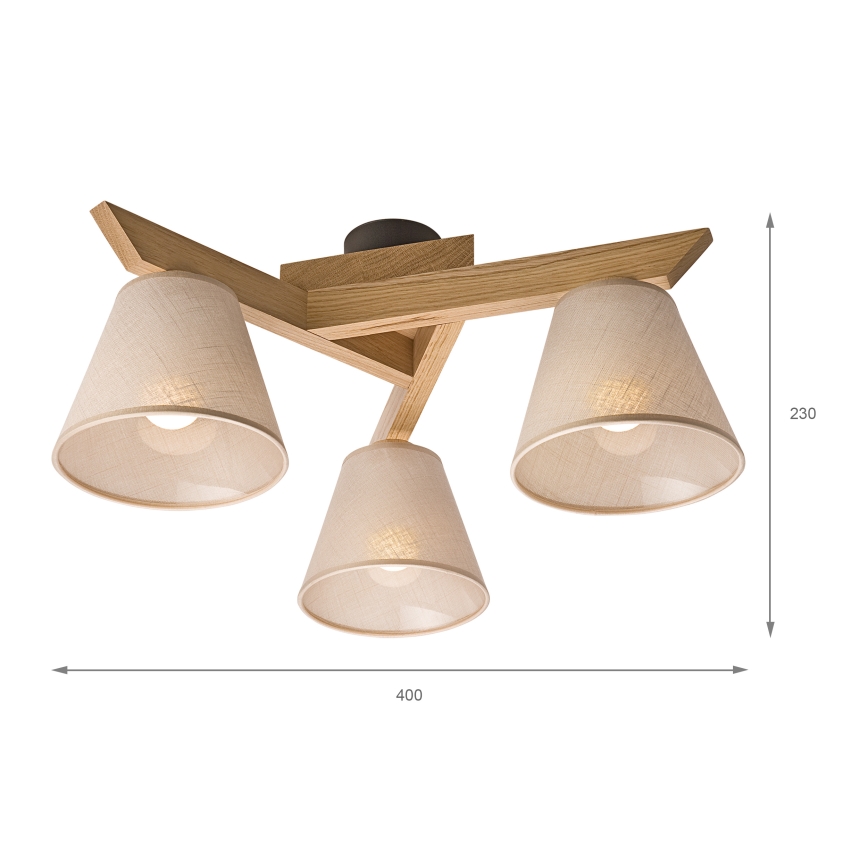 Brilagi - LED  Prisadený luster ANTHONY 3xE14/40W/230V dub/béžová