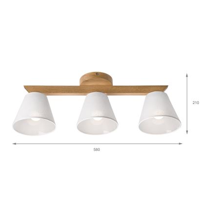 Brilagi - LED  Prisadený luster ANTHONY 3xE14/40W/230V dub/biela