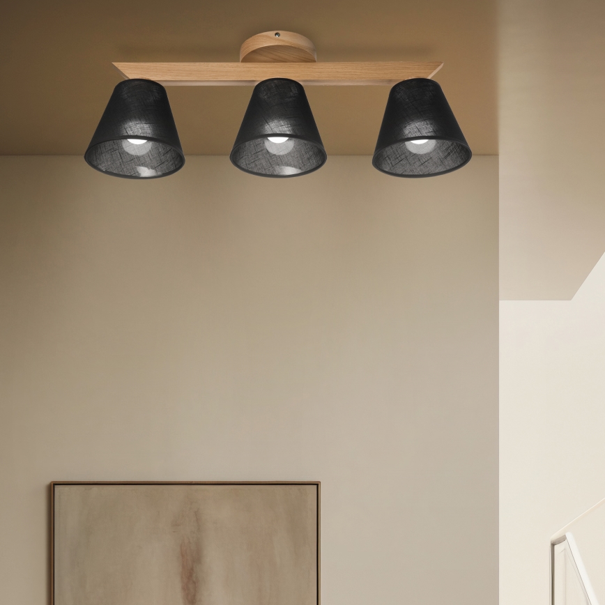 Brilagi - LED  Prisadený luster ANTHONY 3xE14/40W/230V dub/čierna