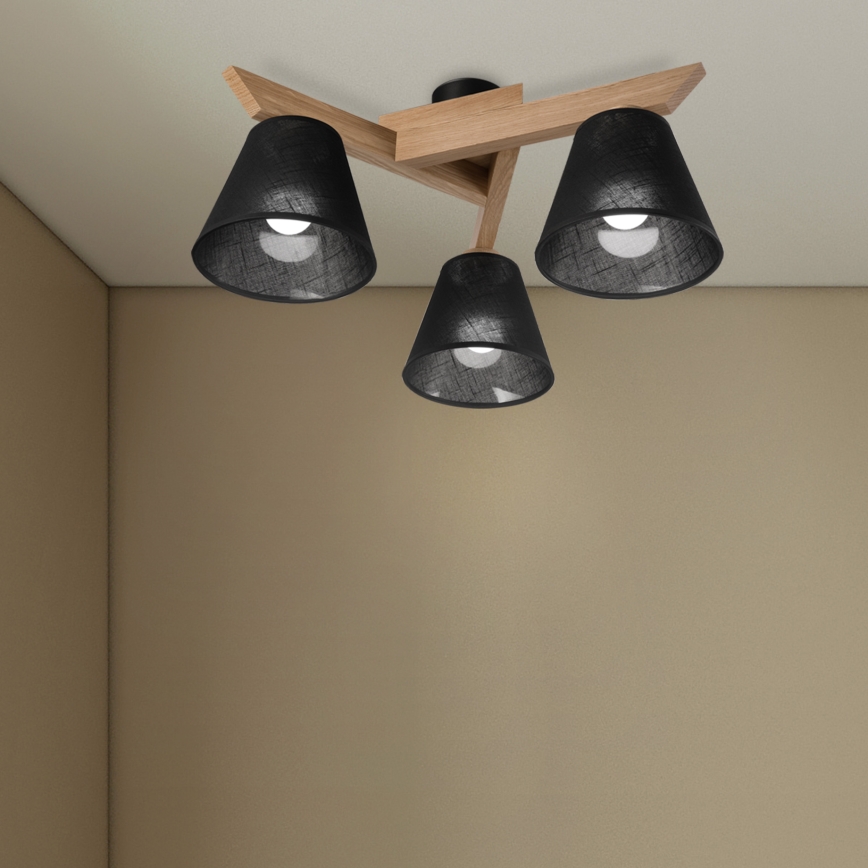 Brilagi - LED  Prisadený luster ANTHONY 3xE14/40W/230V dub/čierna