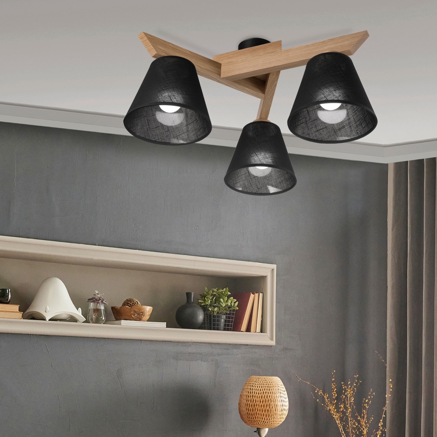 Brilagi - LED  Prisadený luster ANTHONY 3xE14/40W/230V dub/čierna