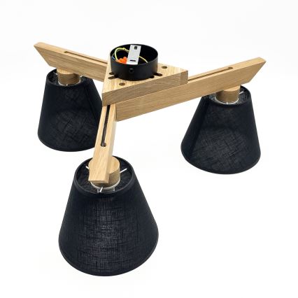 Brilagi - LED  Prisadený luster ANTHONY 3xE14/40W/230V dub/čierna