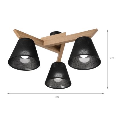 Brilagi - LED  Prisadený luster ANTHONY 3xE14/40W/230V dub/čierna