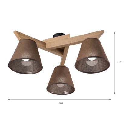 Brilagi - LED  Prisadený luster ANTHONY 3xE14/40W/230V dub/hnedá