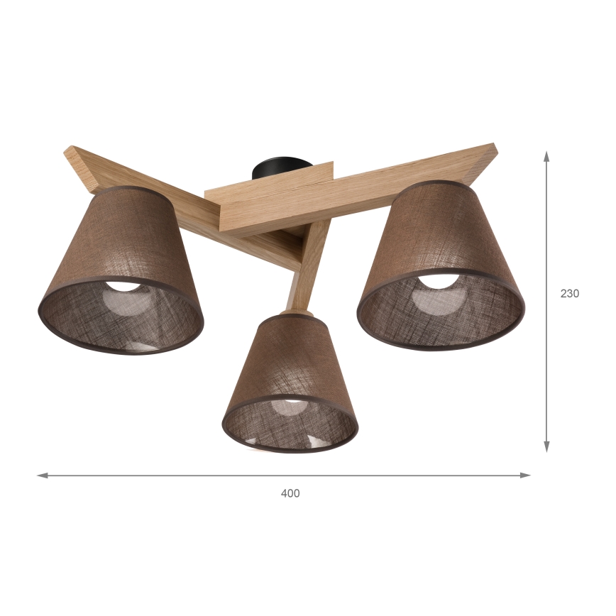 Brilagi - LED  Prisadený luster ANTHONY 3xE14/40W/230V dub/hnedá