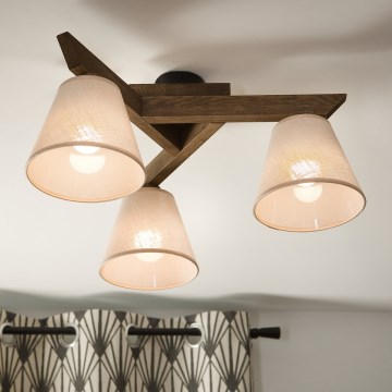 Brilagi - LED  Prisadený luster ANTHONY 3xE14/40W/230V dub orech/béžová