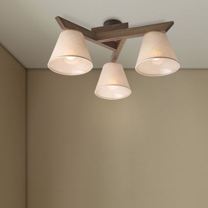 Brilagi - LED  Prisadený luster ANTHONY 3xE14/40W/230V dub orech/béžová