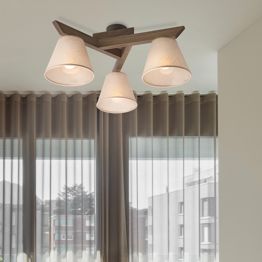 Brilagi - LED  Prisadený luster ANTHONY 3xE14/40W/230V dub orech/béžová