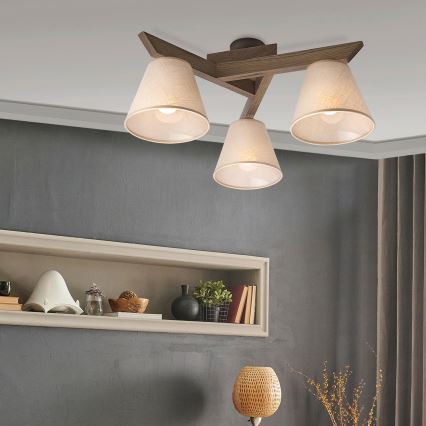 Brilagi - LED  Prisadený luster ANTHONY 3xE14/40W/230V dub orech/béžová