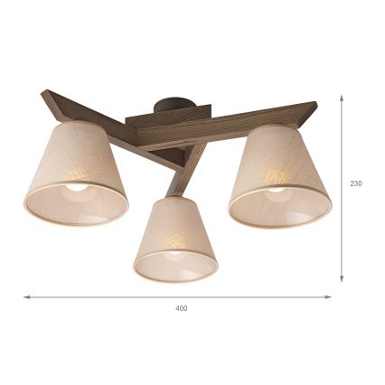 Brilagi - LED  Prisadený luster ANTHONY 3xE14/40W/230V dub orech/béžová