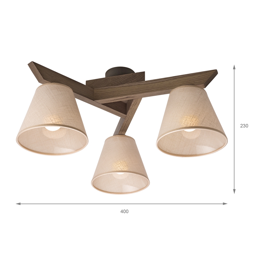 Brilagi - LED  Prisadený luster ANTHONY 3xE14/40W/230V dub orech/béžová