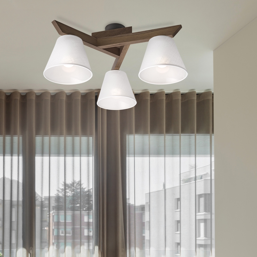 Brilagi - LED  Prisadený luster ANTHONY 3xE14/40W/230V dub orech/biela