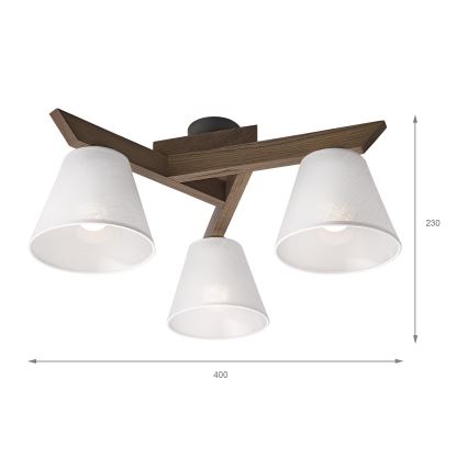 Brilagi - LED  Prisadený luster ANTHONY 3xE14/40W/230V dub orech/biela