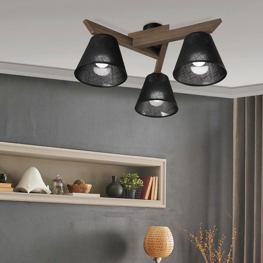 Brilagi - LED  Prisadený luster ANTHONY 3xE14/40W/230V dub orech/čierna
