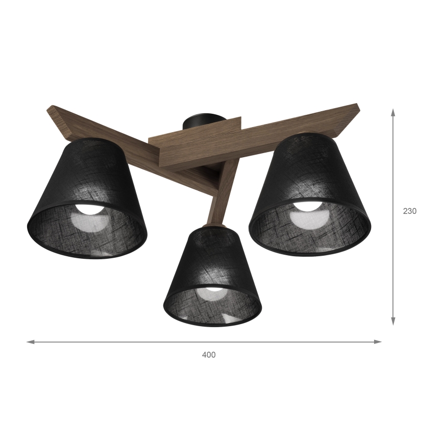 Brilagi - LED  Prisadený luster ANTHONY 3xE14/40W/230V dub orech/čierna