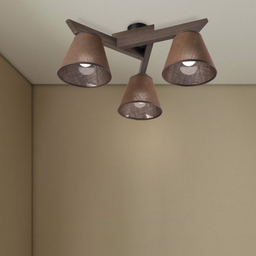 Brilagi - LED  Prisadený luster ANTHONY 3xE14/40W/230V dub orech/hnedá