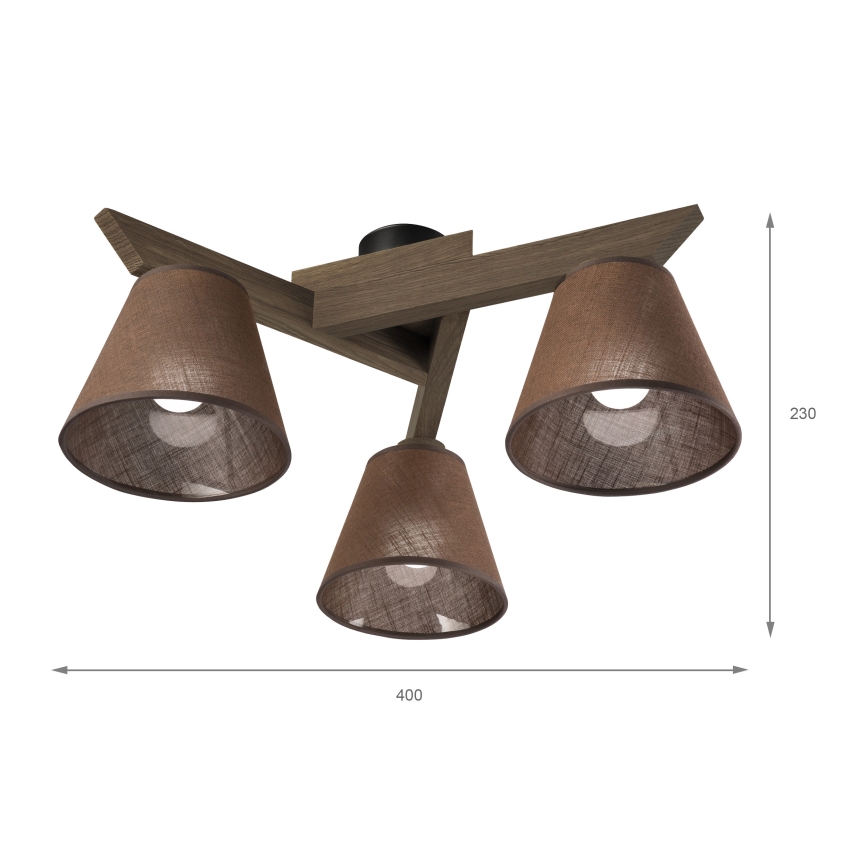 Brilagi - LED  Prisadený luster ANTHONY 3xE14/40W/230V dub orech/hnedá