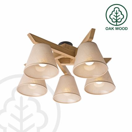 Brilagi - LED  Prisadený luster ANTHONY 5xE14/40W/230V dub/béžová