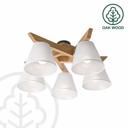 Brilagi - LED  Prisadený luster ANTHONY 5xE14/40W/230V dub/biela