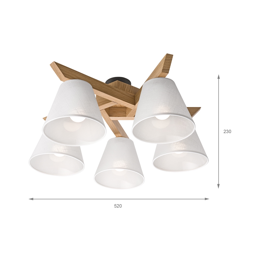 Brilagi - LED  Prisadený luster ANTHONY 5xE14/40W/230V dub/biela