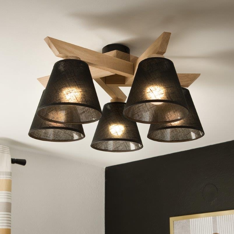 Brilagi - LED  Prisadený luster ANTHONY 5xE14/40W/230V dub/čierna
