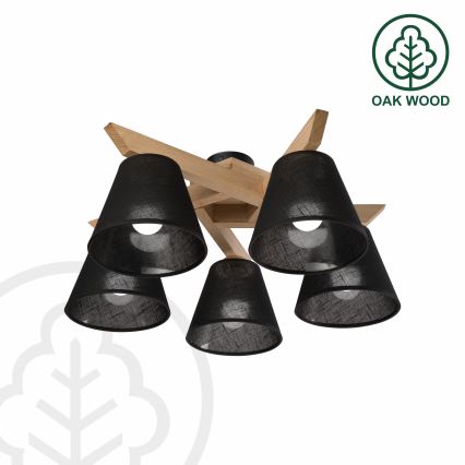 Brilagi - LED  Prisadený luster ANTHONY 5xE14/40W/230V dub/čierna