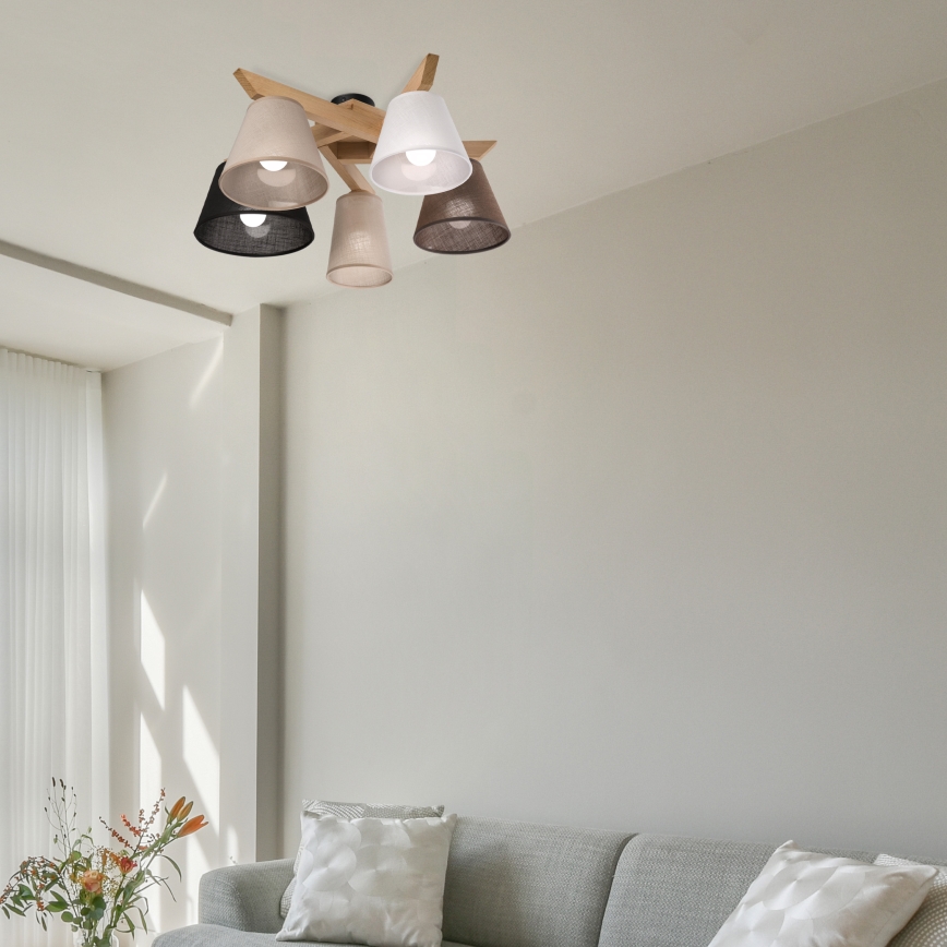 Brilagi - LED  Prisadený luster ANTHONY 5xE14/40W/230V dub