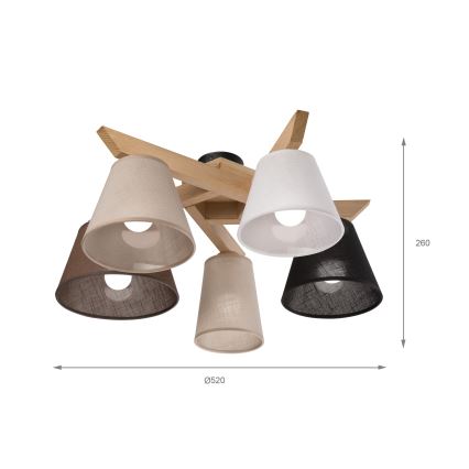 Brilagi - LED  Prisadený luster ANTHONY 5xE14/40W/230V dub