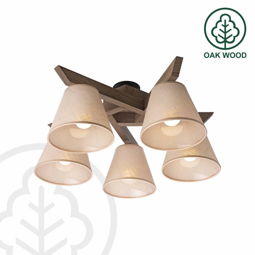 Brilagi - LED  Prisadený luster ANTHONY 5xE14/40W/230V dub orech/béžová
