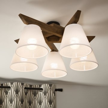 Brilagi - LED  Prisadený luster ANTHONY 5xE14/40W/230V dub orech/biela
