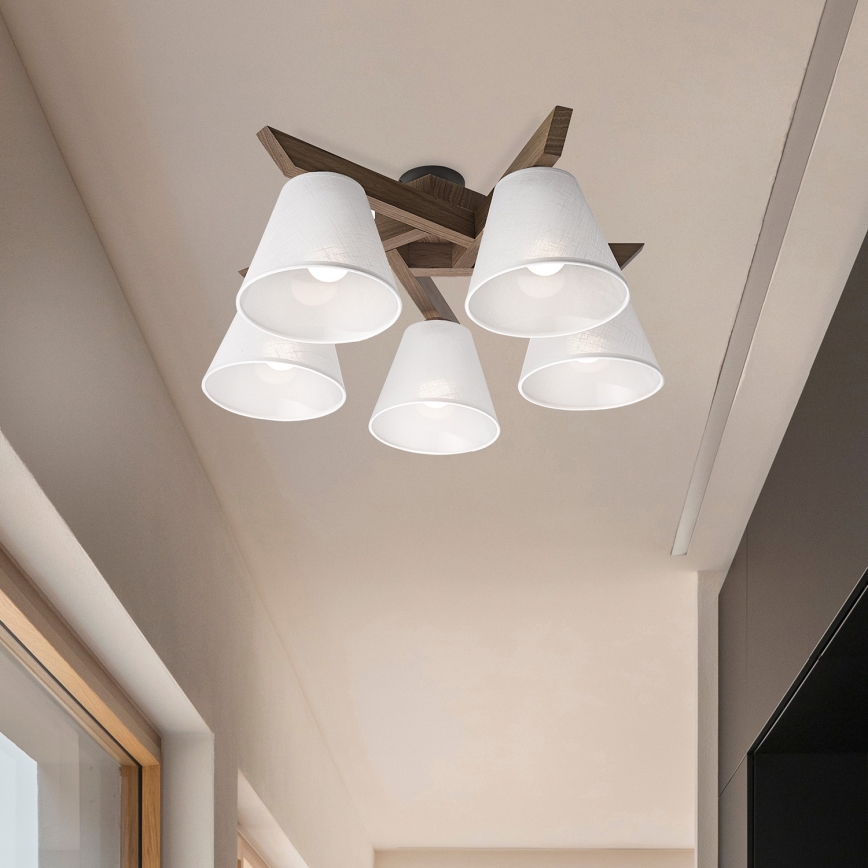 Brilagi - LED  Prisadený luster ANTHONY 5xE14/40W/230V dub orech/biela