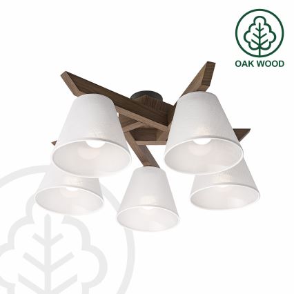 Brilagi - LED  Prisadený luster ANTHONY 5xE14/40W/230V dub orech/biela