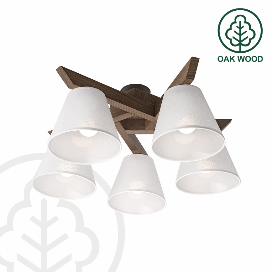 Brilagi - LED  Prisadený luster ANTHONY 5xE14/40W/230V dub orech/biela