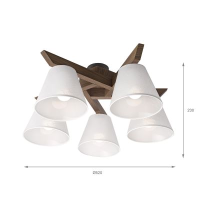 Brilagi - LED  Prisadený luster ANTHONY 5xE14/40W/230V dub orech/biela