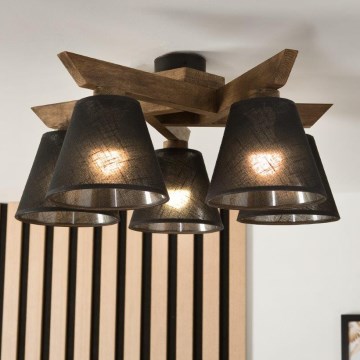 Brilagi - LED  Prisadený luster ANTHONY 5xE14/40W/230V dub orech/čierna