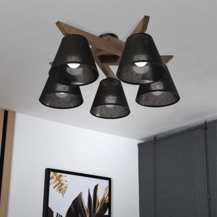 Brilagi - LED  Prisadený luster ANTHONY 5xE14/40W/230V dub orech/čierna