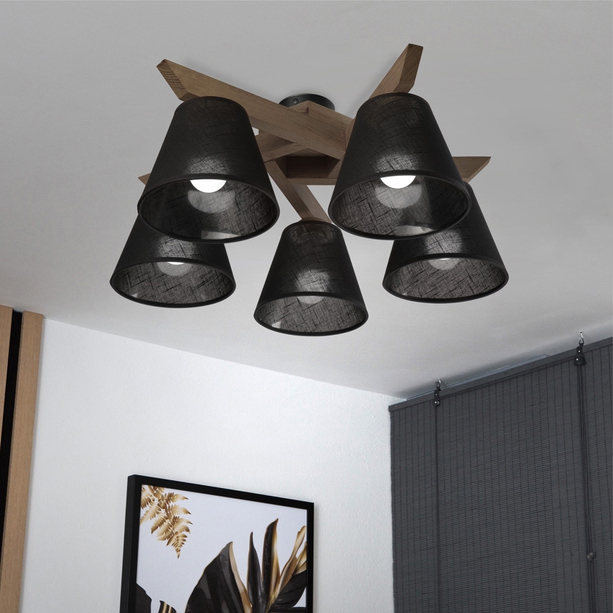 Brilagi - LED  Prisadený luster ANTHONY 5xE14/40W/230V dub orech/čierna