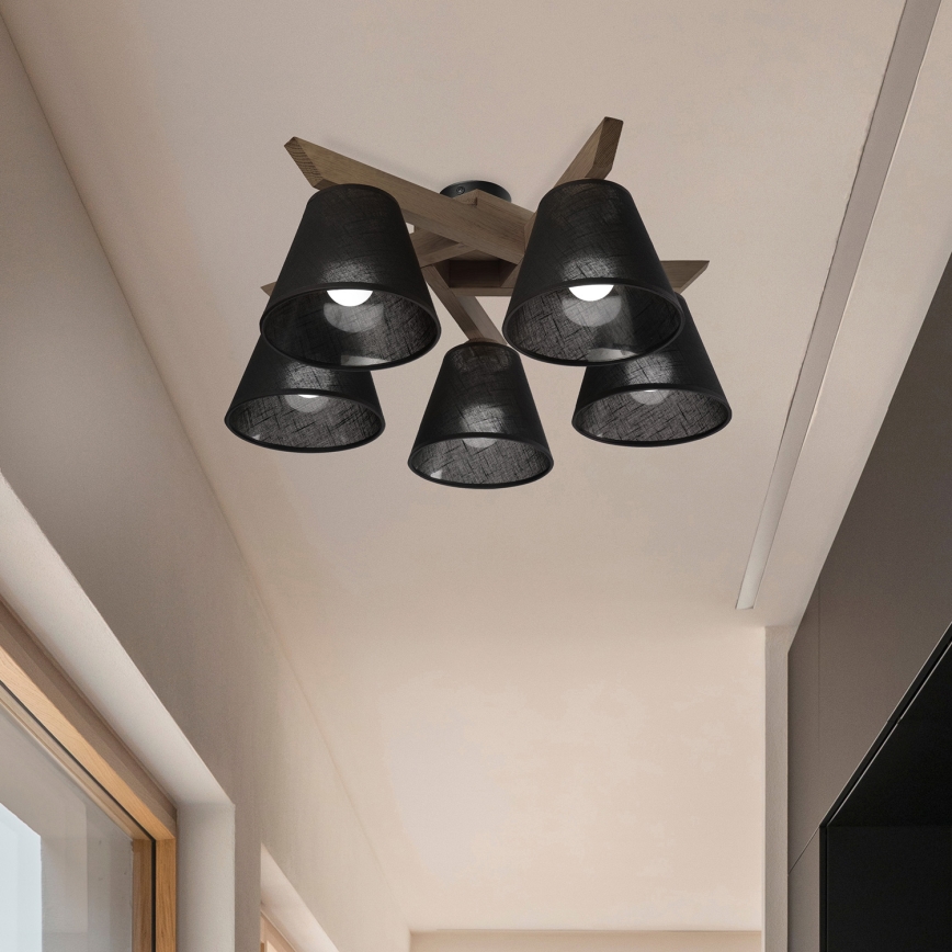 Brilagi - LED  Prisadený luster ANTHONY 5xE14/40W/230V dub orech/čierna