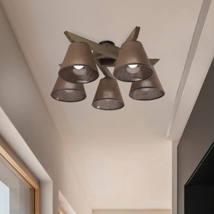 Brilagi - LED  Prisadený luster ANTHONY 5xE14/40W/230V dub orech/hnedá