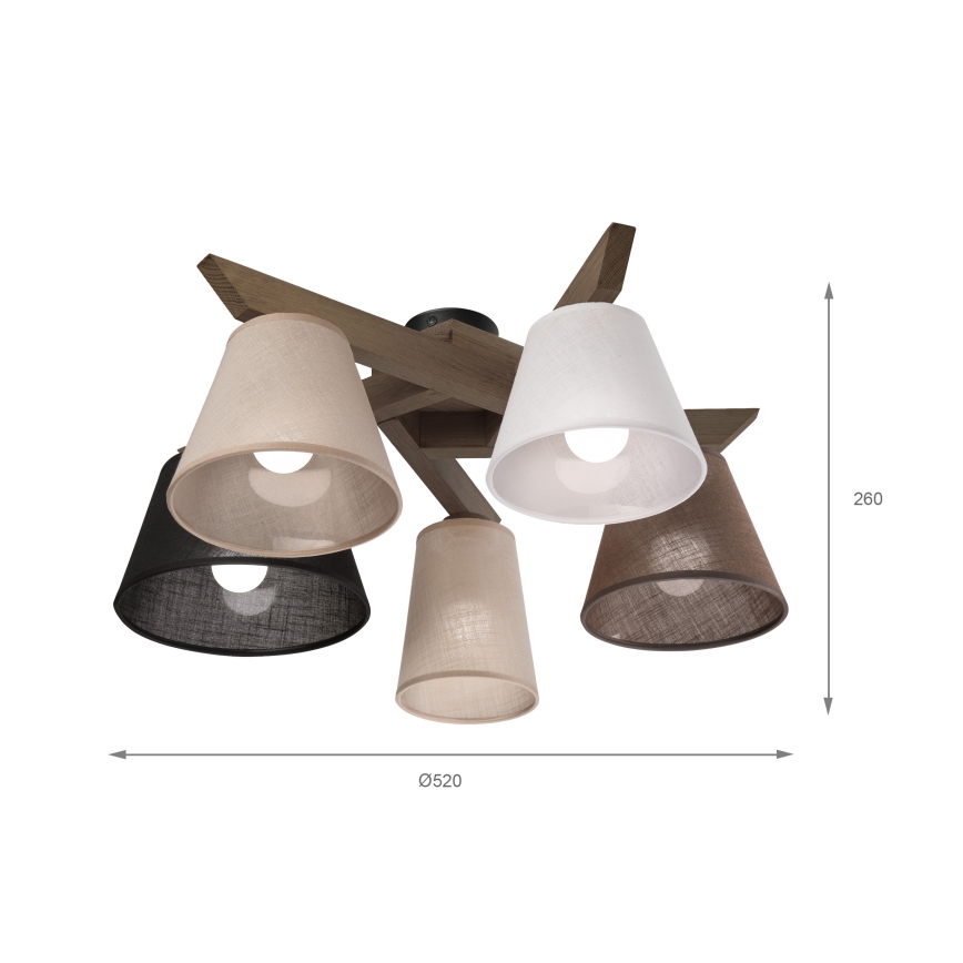 Brilagi - LED  Prisadený luster ANTHONY 5xE14/40W/230V dub orech