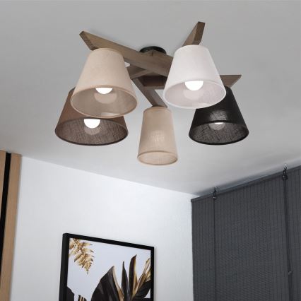 Brilagi - LED  Prisadený luster ANTHONY 5xE14/40W/230V dub orech