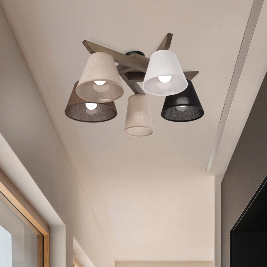 Brilagi - LED  Prisadený luster ANTHONY 5xE14/40W/230V dub orech