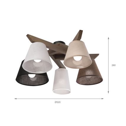 Brilagi - LED  Prisadený luster ANTHONY 5xE14/40W/230V dub orech